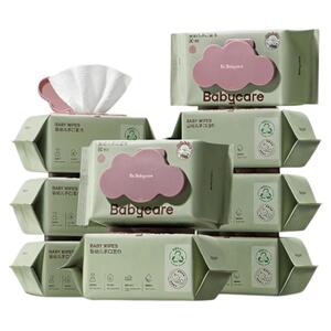 babycare紫盖湿巾新生婴儿手口屁专用加厚80抽大包装宝宝便携湿巾