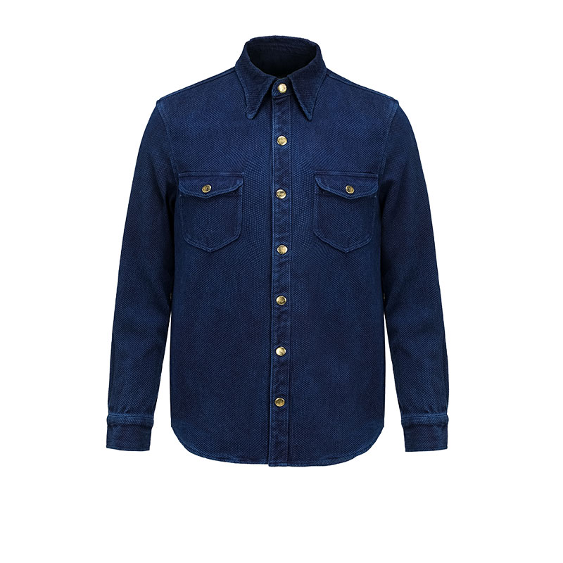 SR.Lot  Sashiko/Indigo Shirt 重磅 蓝染 刺子美式休闲靛蓝衬衫