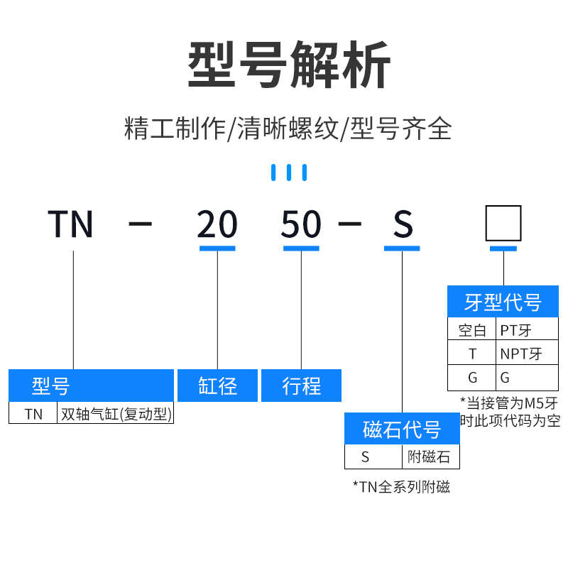 双轴双杆气缸TN/TDA10/16X5/10/15/20/25/30/35/40/45/50/60/70