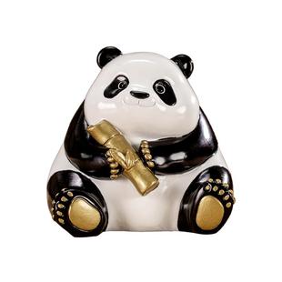 朱炳仁铜熊有成竹国宝熊猫摆铜件桌面玄关装饰礼品卡通生日礼物