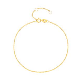 周大生黄18K金手链侧身链简约叠戴素链小金线生日礼物送女友