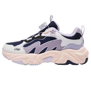 特步童鞋冬季女童中大童加绒内里旋转扣运动休闲舒适儿童防滑棉鞋