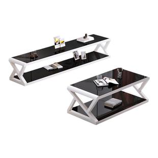 轻奢茶几电视柜组合现代简约北欧玻璃桌家用小户型经济型家用桌子