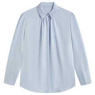 图曼朵白色缎面衬衫女士春款高级感衬衣长袖职业面试正装通勤穿搭