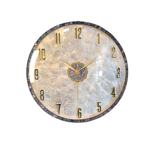 新款挂钟轻奢客厅钟表挂墙高档贝壳静音钟表网红时钟家用百搭钟表