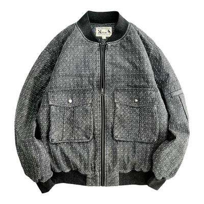 西里布千鸟纹秋冬夹棉飞行员夹克