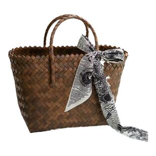 藤编包大容量法式小众包包女编织休闲女草编菜篮手提单肩托特大包