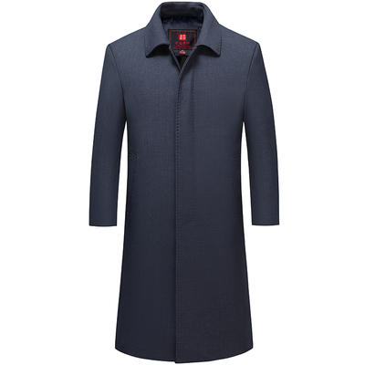 老爸吉祥老年长款过膝春秋季风衣