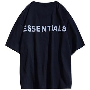 ulzzang复线高街风反光T恤男女ins夏季潮牌宽松情侣短袖上衣纯棉