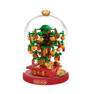 乐一百适用乐高40648摇钱树玻璃展示盒积木模型透明防尘收纳罩