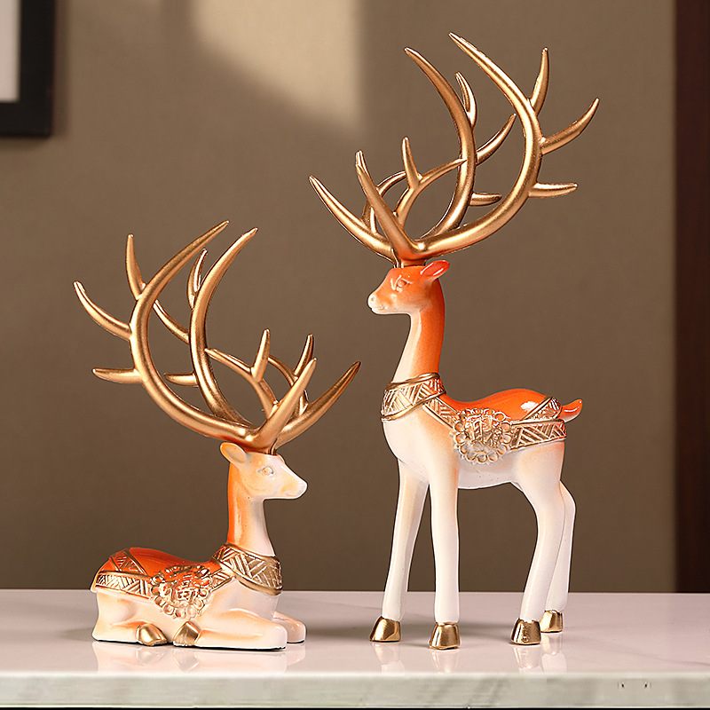 招财鹿摆件酒柜装饰品客厅办公桌礼品乔迁乔迁家居新居电视柜礼品