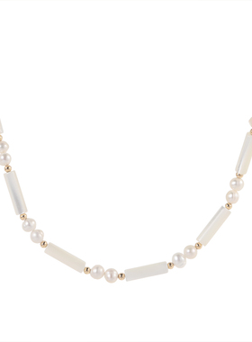 Hihipenny/ 纯白梦境 原创设计天然珍珠法式贝壳精致颈链时尚项链