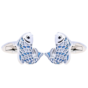 鱼跃龙门吉祥寓意法式袖扣男士袖口扣衬衫衬衣袖钉定制 Cufflinks
