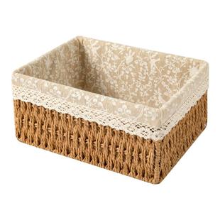 编织布艺桌面收纳盒零食杂物钥匙玄关收纳盒收纳筐茶几收纳置物盒