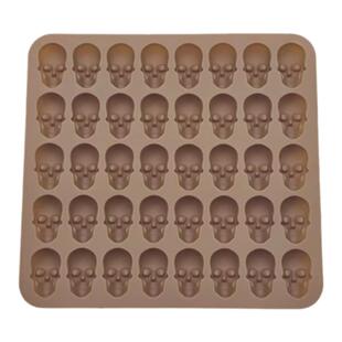 骷髅头40孔硅胶制冰格冰块磨具果汁软糖果冻布丁巧克力模滴胶模具