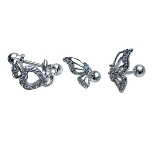 二十二丁目蝴蝶钛钢耳钉高级感翅膀耳骨钉耳蜗钉爱心耳圈耳环耳饰