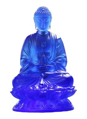 古法琉璃托塔药师佛佛像摆件