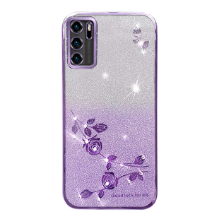 渐变闪钻适用华为P40手机壳防摔女款ANA—ATN00硅胶软套P40pro+外壳全包保护els-anoo网红高级透明钻新品创意