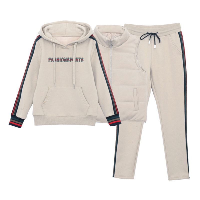 春秋款宽松大码纯棉三件套运动服