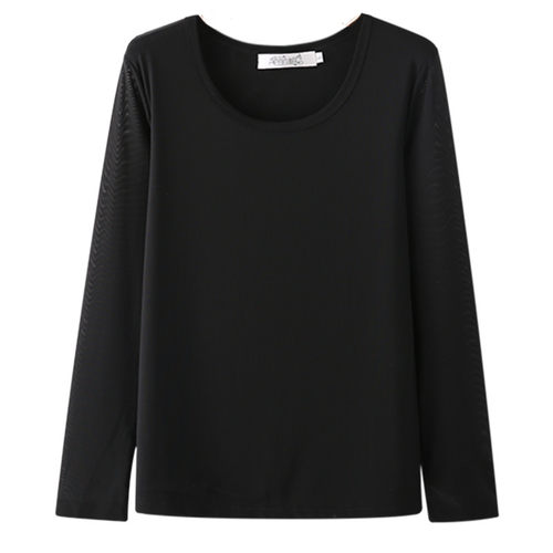 加肥加大码女装打底衫春季显瘦长袖200斤胖MM网纱弹力打底上衣女