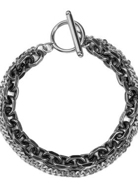 DH7复古叠戴钛钢古巴手链男女