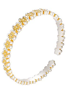 足银999描金繁花花朵手镯