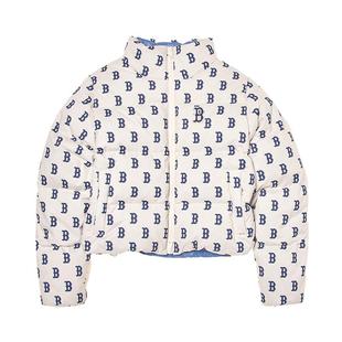 MLB官方女款复古老花加厚时尚短款保暖羽绒服外套24冬季DJM11