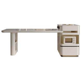 小户型岛台餐桌一体家用伸缩中岛台厨房旋转岛台餐厅弧形高级导台