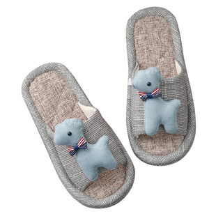 亲子母女居家室内木地板拖鞋软底家用布底静音男童无声防滑夏棉麻