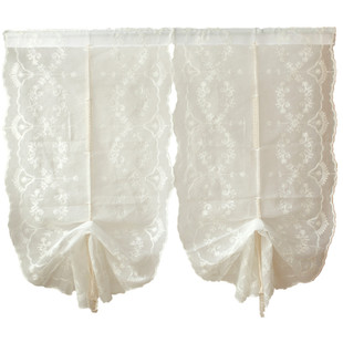 美式乡村短帘半帘 气球帘提拉帘升降纱帘飘窗罗马帘厨房窗帘 凯文