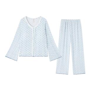 睡衣带胸垫女款春秋云朵棉可外穿2026新款长袖蕾丝家居服套装夏季