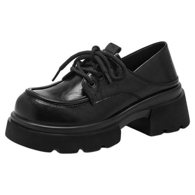 星期六厚底乐福鞋女款黑色小皮鞋