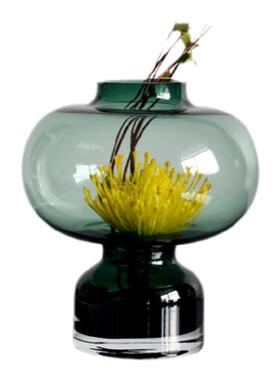 玻璃圆形花瓶艺术风桌面软装饰品