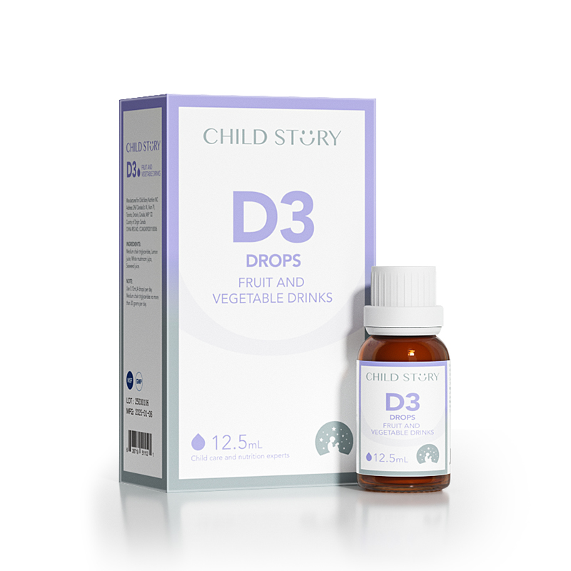 童年故事维生素d3滴剂液体vd3果蔬汁饮液口服液加拿大进口12.5ml