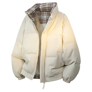 班尼路SK冬季格子拼接立领棉衣男士防寒保暖加厚短款棉服外套YS