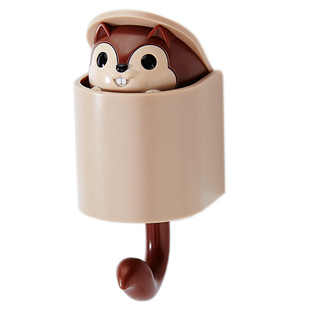 卡通创意粘钩壁挂墙壁强力可爱小松鼠衣橱挂钩门口隐藏小机关粘胶