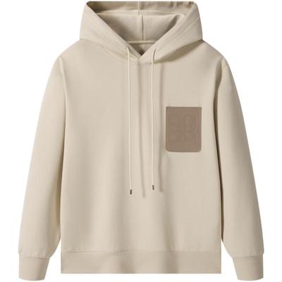 GXG男装 多色空气层撞色皮质口袋复古休闲连帽卫衣男 24秋季品