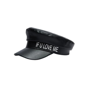 Sei Carina Y IF YOU LOVE ME贝雷帽戚薇同款pu皮帽子英伦风复古