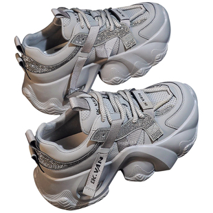 内增高老爹鞋女春季超火2026年新款真皮百搭透气厚底休闲鞋子爆款