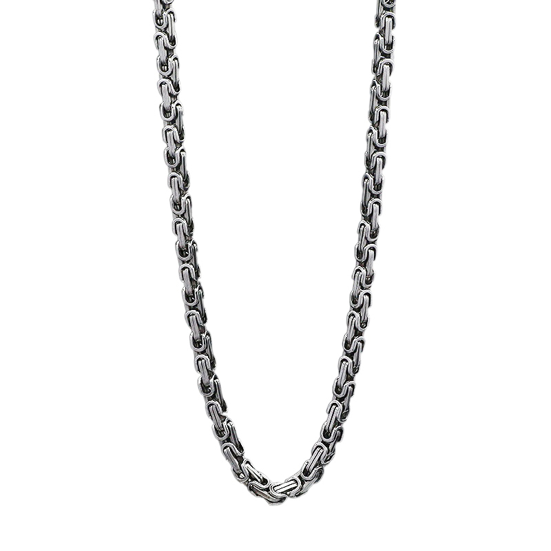 NFF欧美街头嘻哈粗钛钢项链男回形拼接ins设计感小众锁骨链素链潮