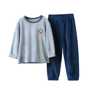 A类儿童珊瑚绒家居服 加厚睡衣睡裤 亲子款秋冬居家服套装