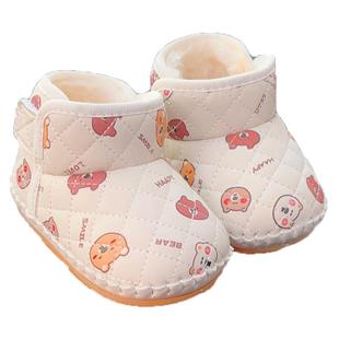 冬季宝宝棉鞋6到12个月婴儿学步鞋软底婴幼儿雪地靴高帮加绒加厚8