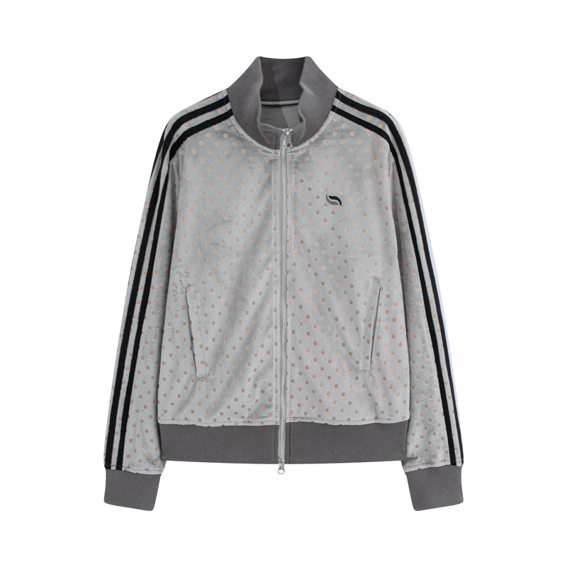 riverstone plus 美式复古波点立领拉链卫衣外套女春季修身上衣