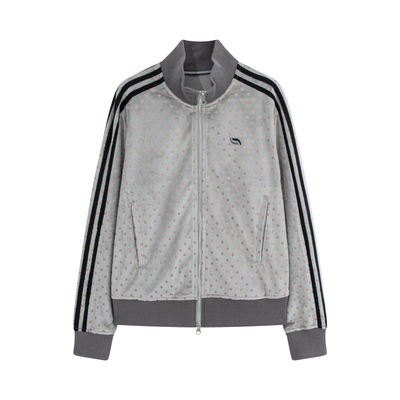 riverstone plus 美式复古波点立领拉链卫衣外套女春季修身上衣