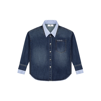 CALLEDBACK假两件牛仔衬衫外套