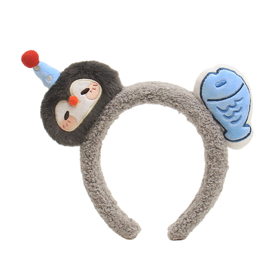 可爱卡通毛绒男士发箍女2025新款