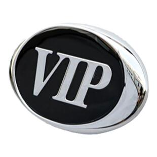 新款个性VIP车标汽车叶子板装饰贴改装金属尾标徽标划痕侧窗车贴