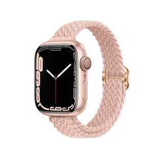编织弹力尼龙细款金属iwatch表带s9适用applewatch苹果手表小众se