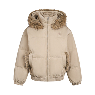 TIRED美式复古毛领连帽棉服冬季情侣款加厚面包服保暖棉衣外套潮