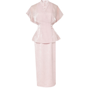 2026夏季新款时尚挂脖立领旗袍连衣裙宽松收腰外套罩衫套装潮